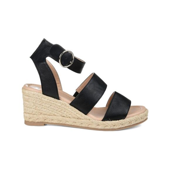 JOURNEE COLLECTION Womens Black Nora Open Toe Wedge Buckle Espadrille Shoes 9 - Picture 2 of 4